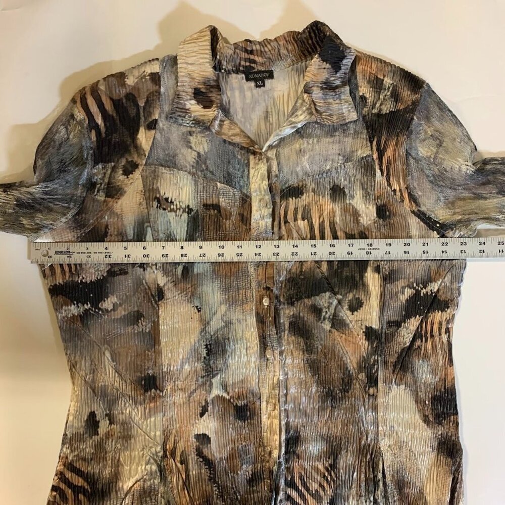 Komarov Women's Crinkle Lace Button Abstract Long Sleeve Shirt Size XL‎ - Picture 11 of 13